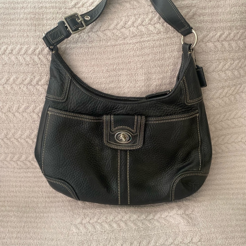 Vintage Black Leather Coach Bag